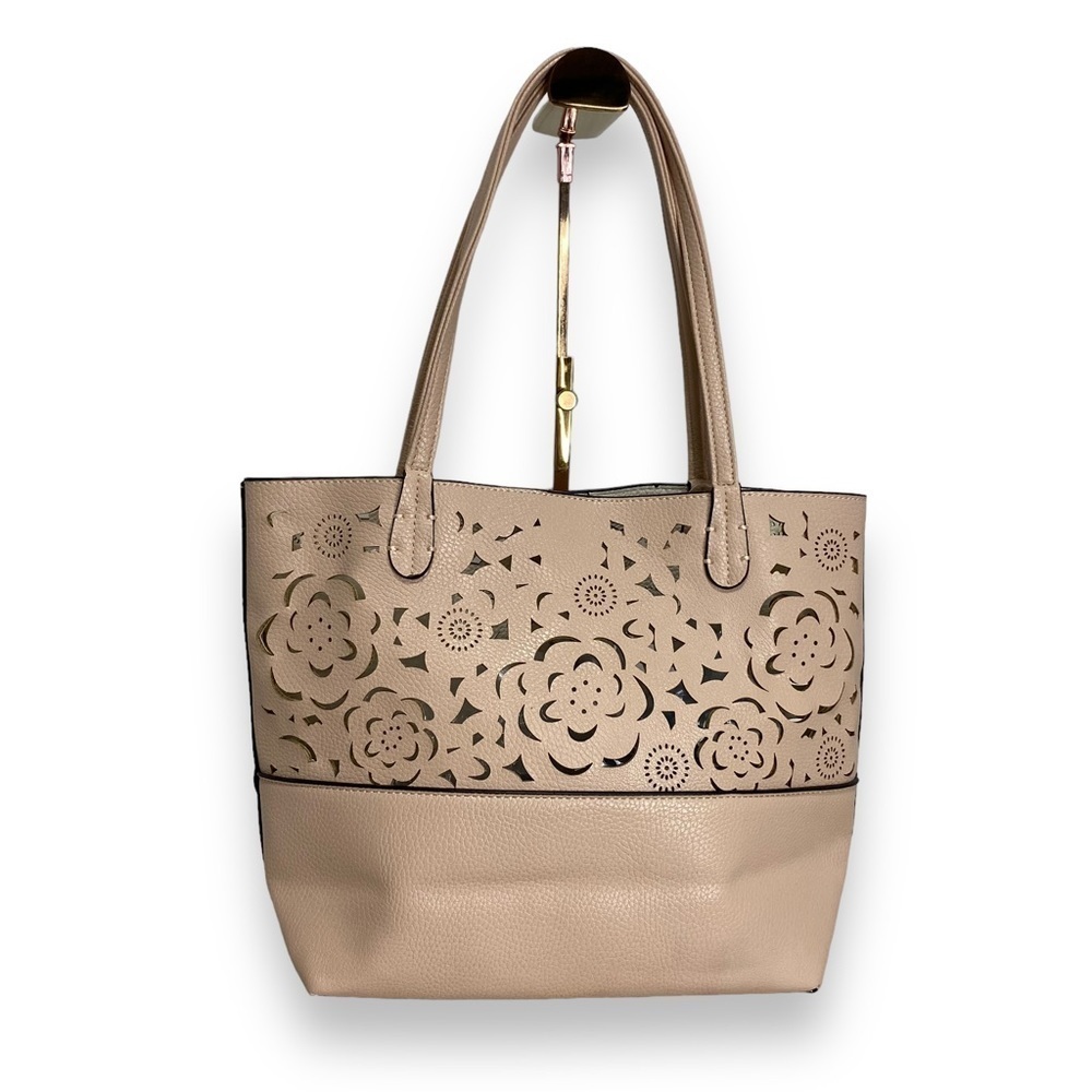 Soft Pink Laser Cut Floral Tote